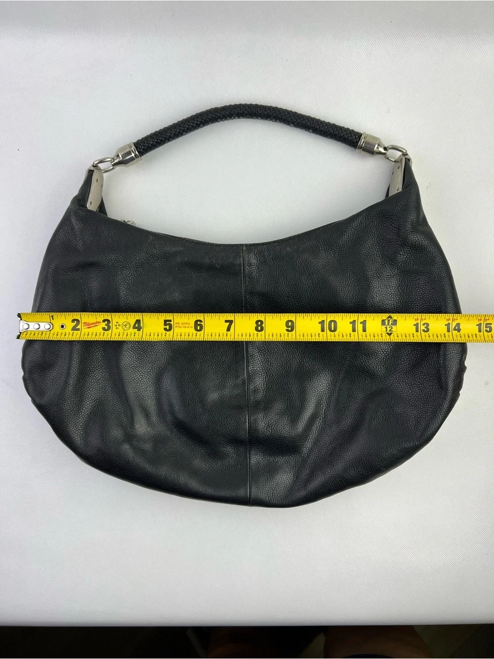 Cole Haan Collection F06 Pebbled Leather Hobo Bag Braid Handle Tassel